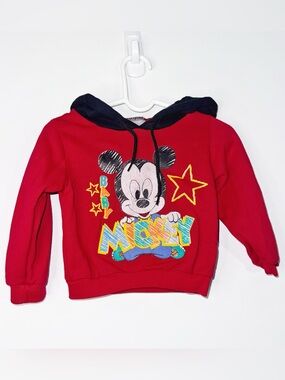 Vintage Disney Baby Mickey Mouse Jog Togs Red Hoodie 12M Ears Sweatshirt